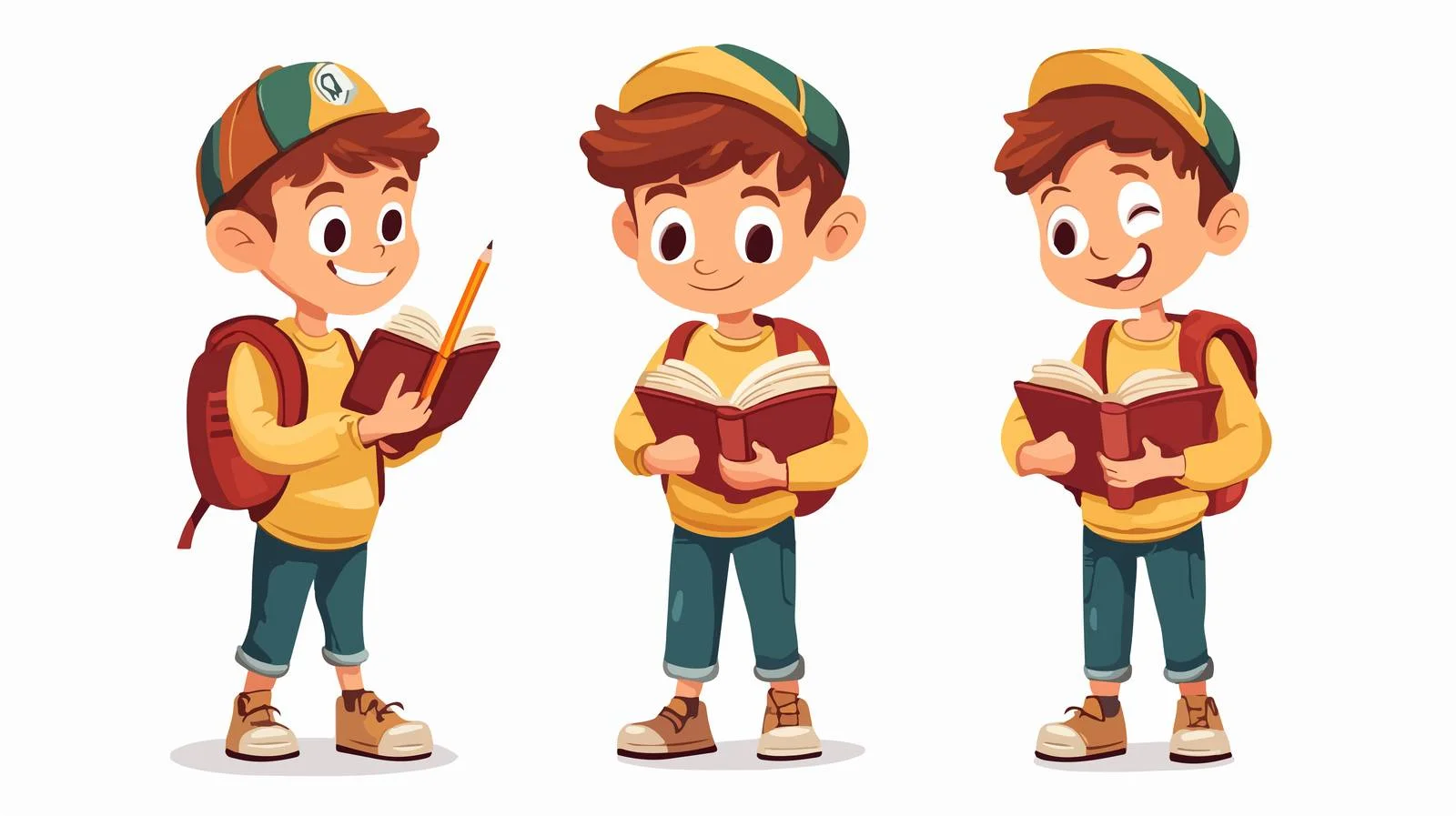 Joyful Student with School Supplies — free download from Dotvec