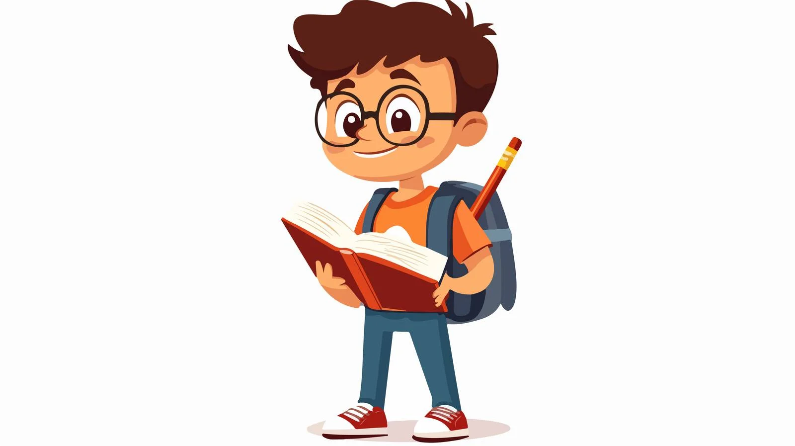 Cheerful Student with Books and Pencil — free download from Dotvec