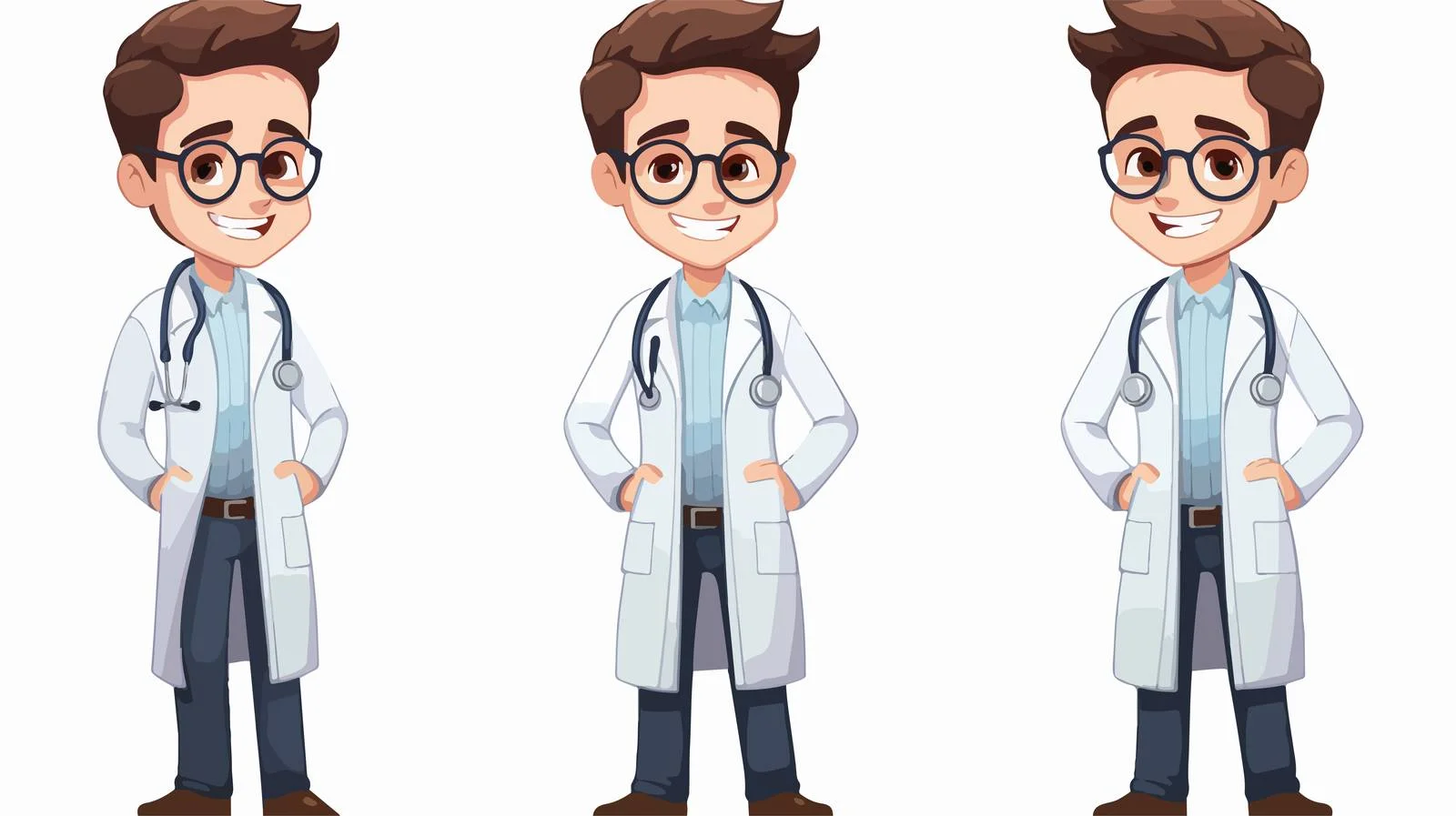 Cheerful Doctor Cartoon with Text Template — free download from Dotvec