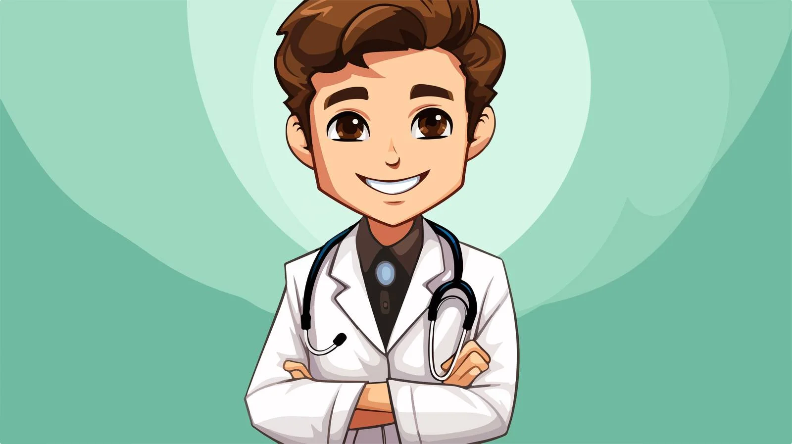 Cheerful Doctor Cartoon with Text Template — free download from Dotvec