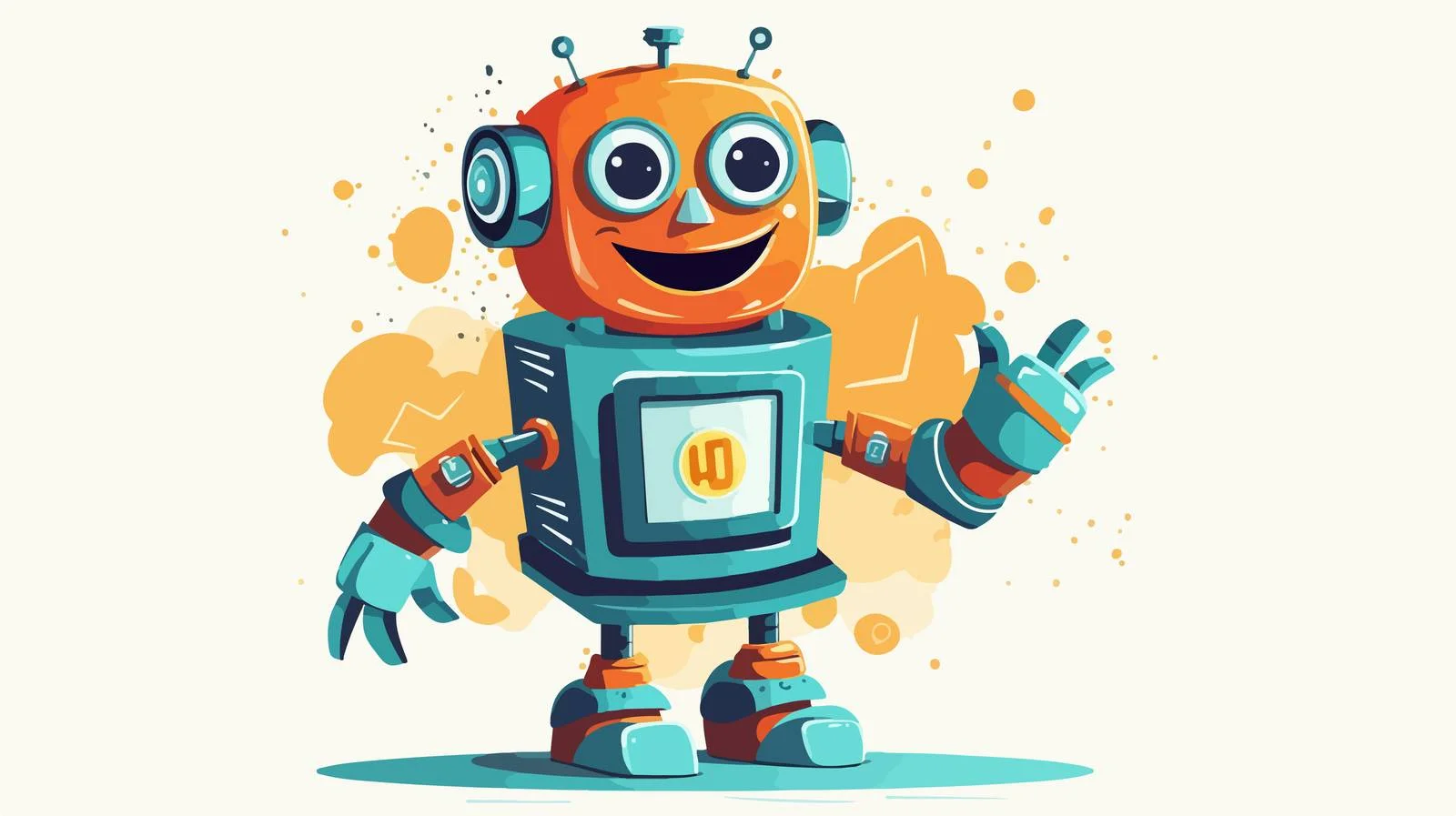 Cheerful Robot Illustration — free download from Dotvec