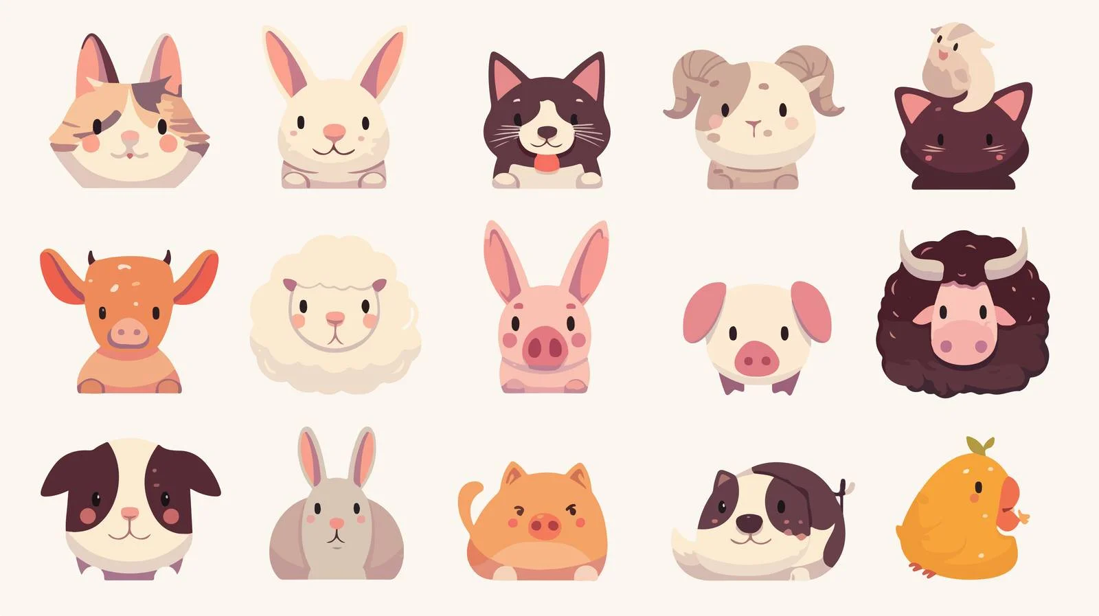 Joyful Quirky Farmyard Animals Interacting Playfully — free download from Dotvec