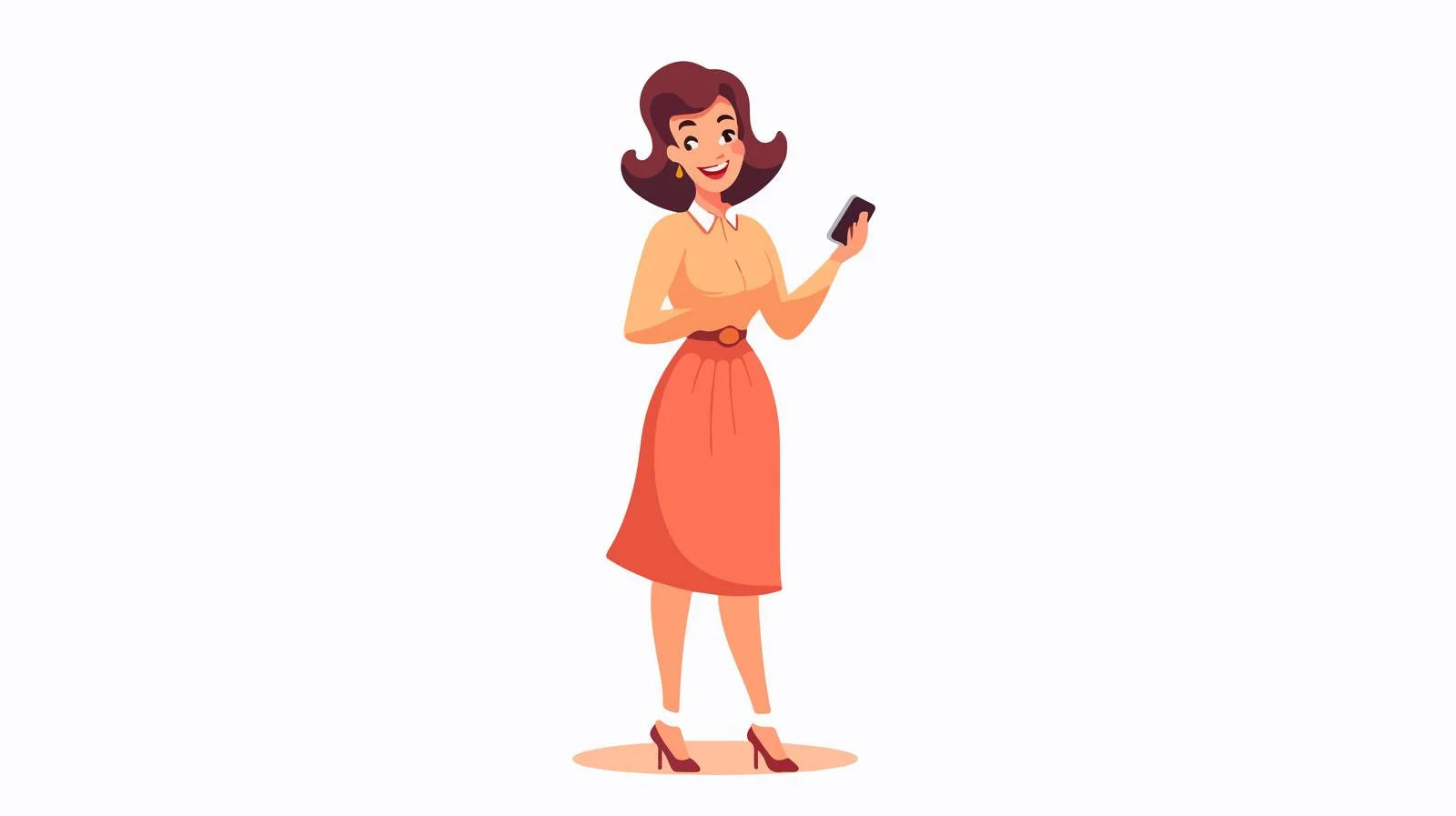 Professional Woman Using Smartphone Cartoon Illustration — free download from Dotvec