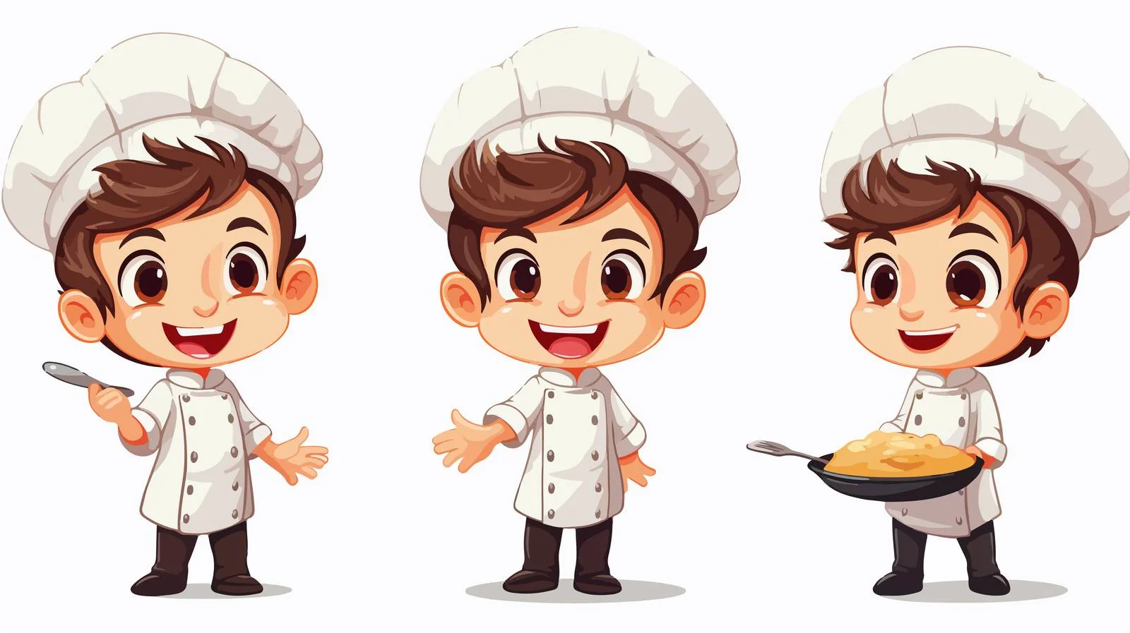 Cheerful Child Chef Cooking Cartoon Illustration — free download from Dotvec