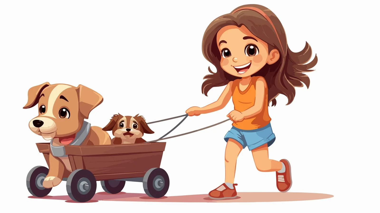 Joyful Child Pulling Wagon With Toys — free download from Dotvec