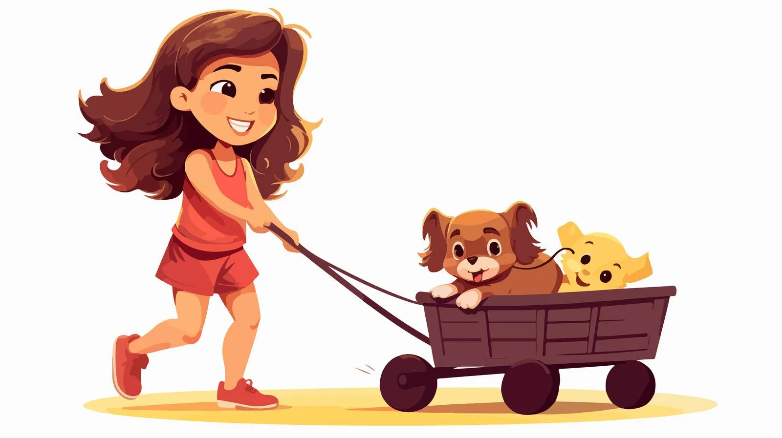 Joyful Child Pulling Toy Wagon Illustration — free download from Dotvec