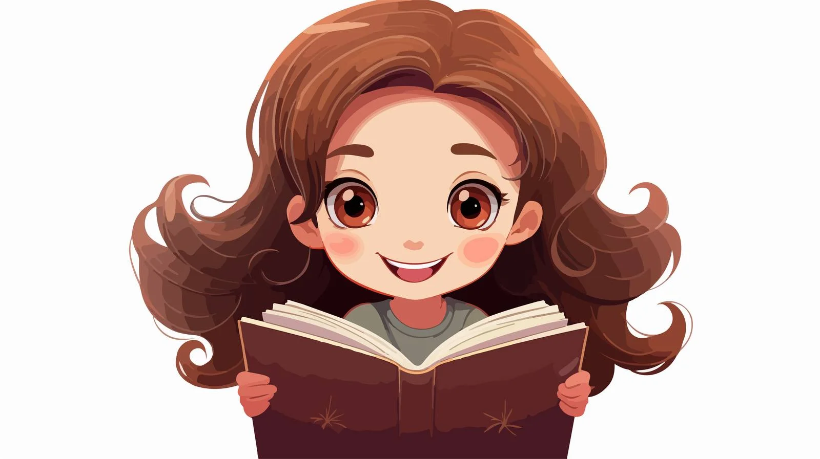 Joyful Girl Studying with Book Illustration — free download from Dotvec