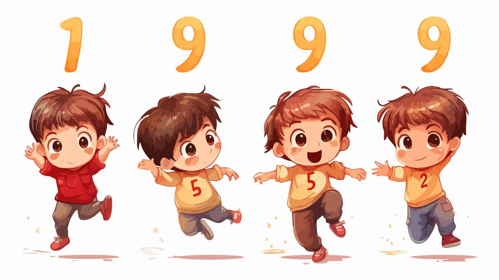 Cheerful child counting joyful leap illustration — free download from Dotvec