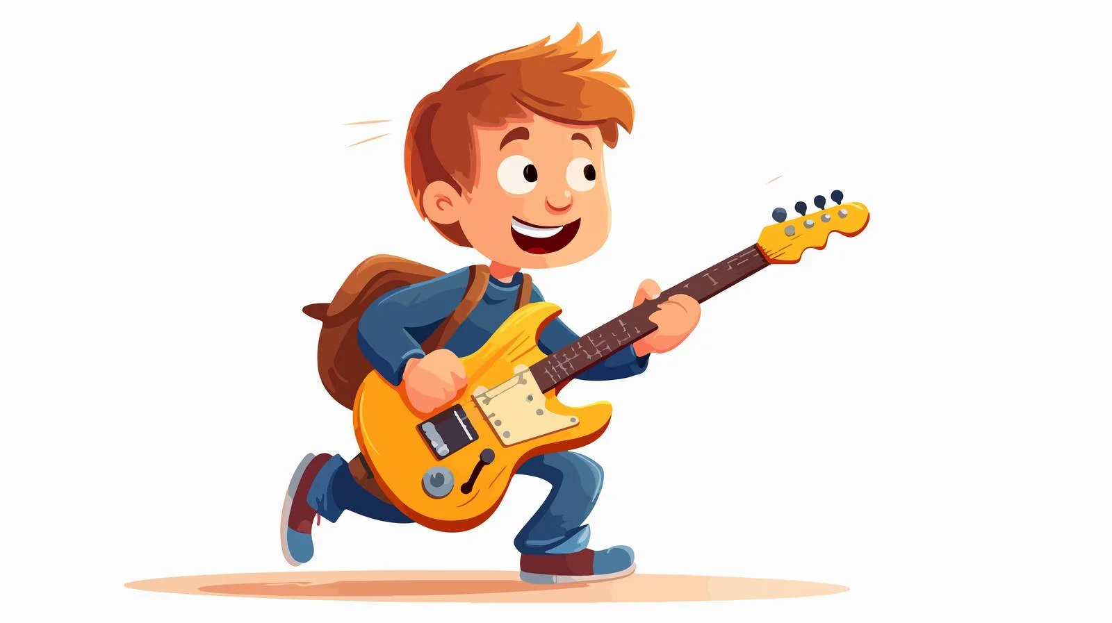 Joyful Kid Playing Electric Guitar Cartoon — free download from Dotvec