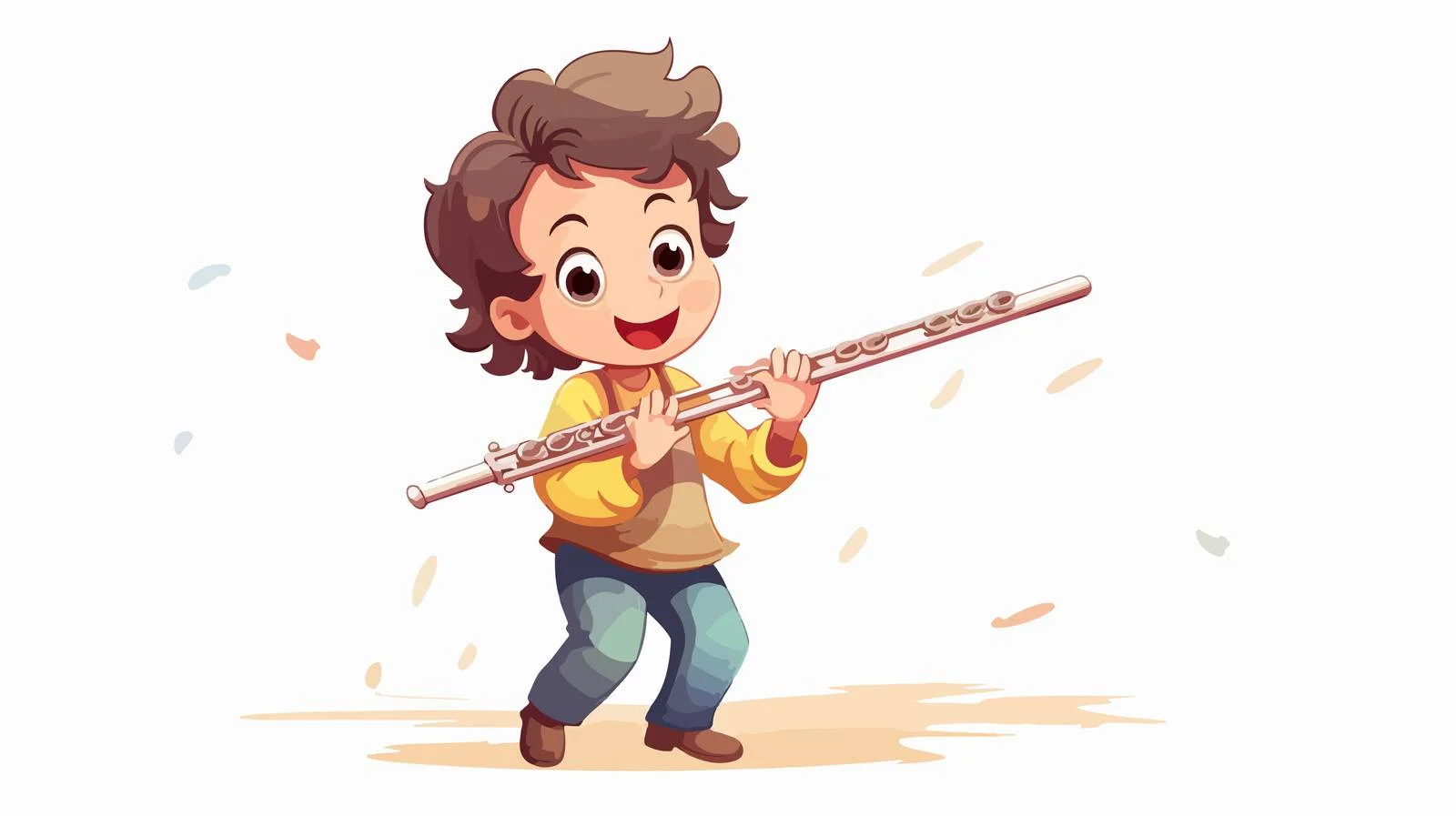 Joyful Child Playing Flute Cartoon Illustration — free download from Dotvec