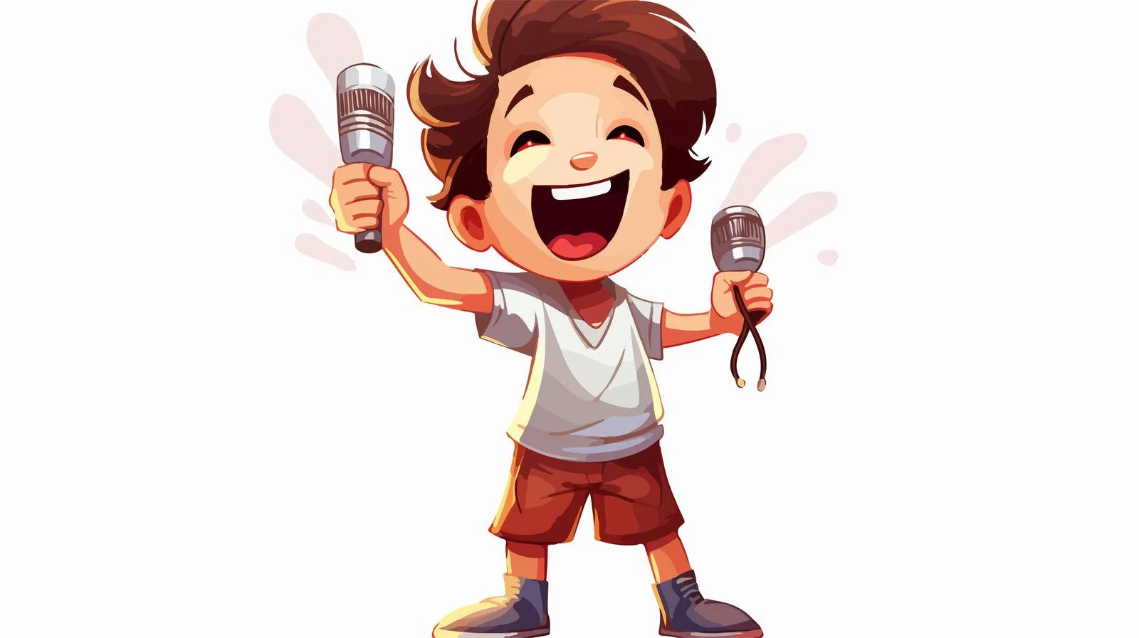 Joyful Kid Karaoke Cartoon Vector Illustration — free download from Dotvec