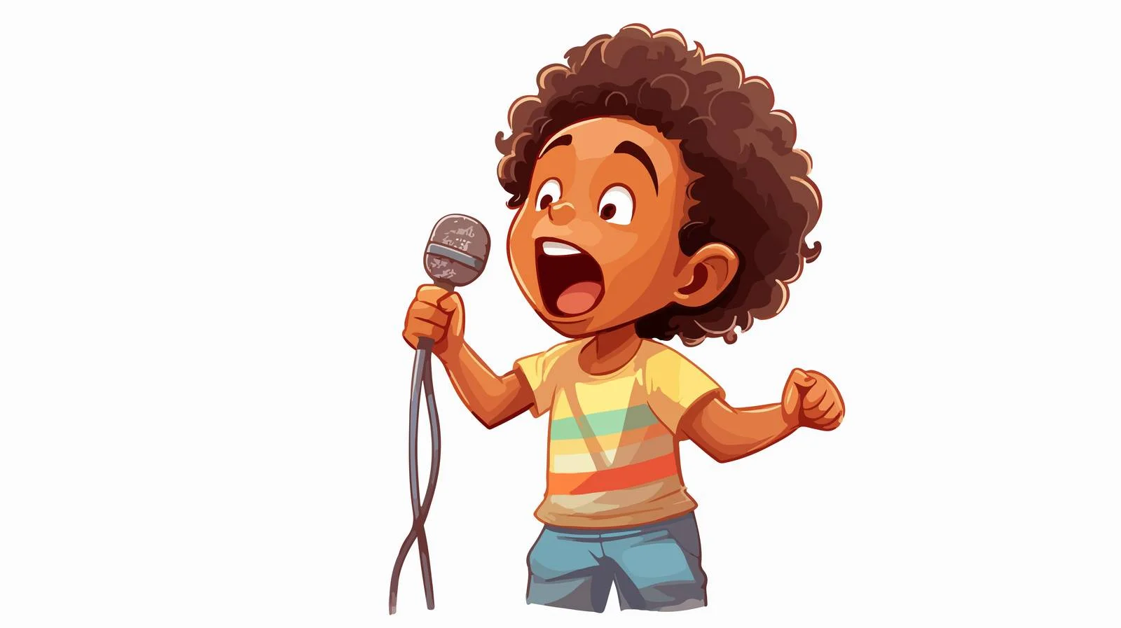 Joyful Kid Karaoke Cartoon Illustration — free download from Dotvec