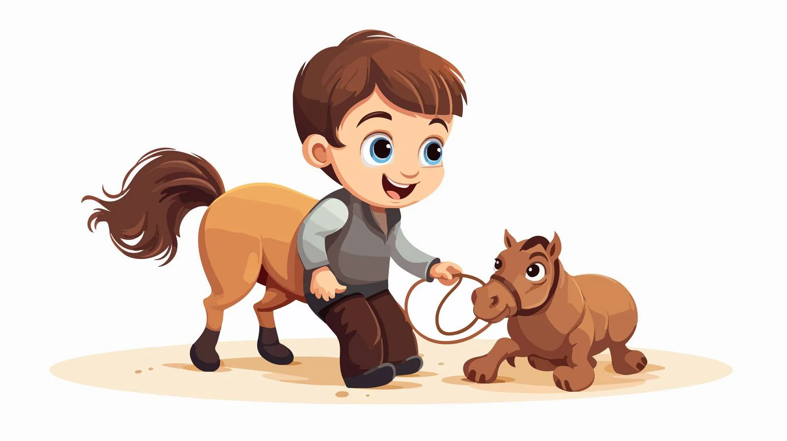 Joyful Child Playing with Horse Toy — free download from Dotvec