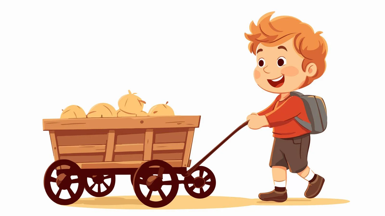 Cheerful Kid & Wagon Vector Cartoon — free download from Dotvec