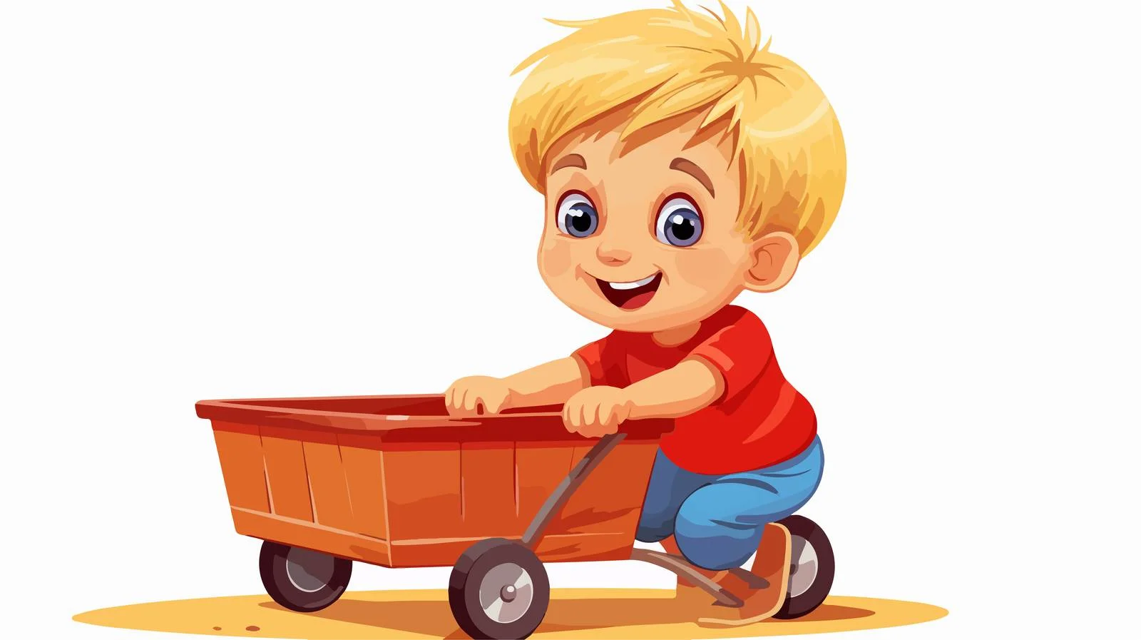 Child Plays with Wagon Illustration — free download from Dotvec