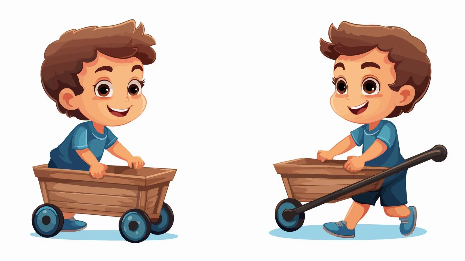 Joyful Child Playing with Wagon — free download from Dotvec