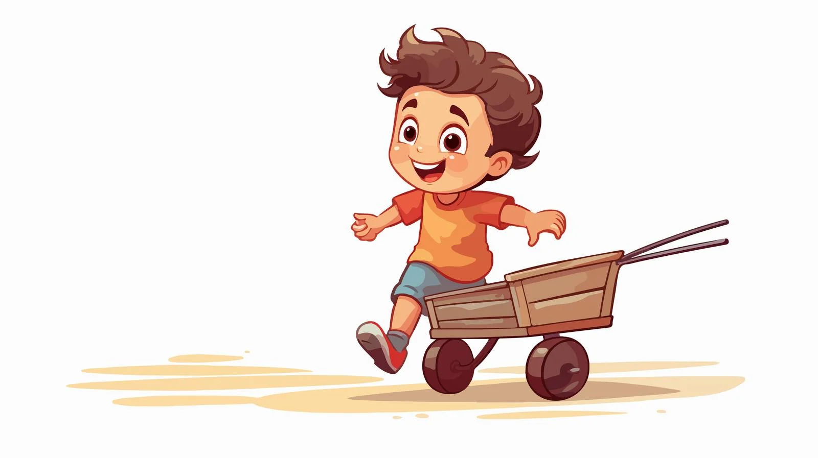 Joyful Child Playing with Wagon — free download from Dotvec