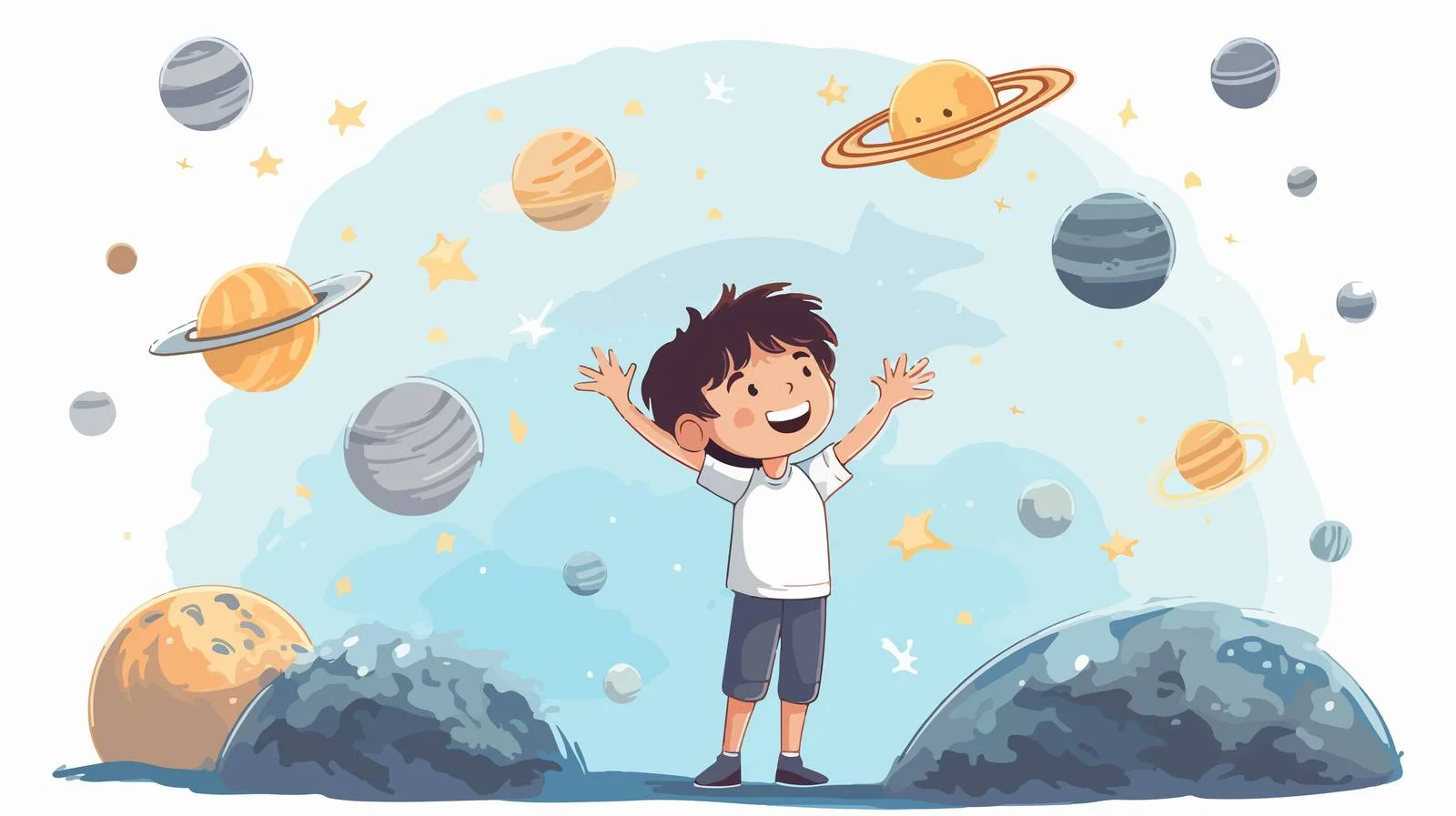 Young Astronomer Exploring Space Cartoon — free download from Dotvec