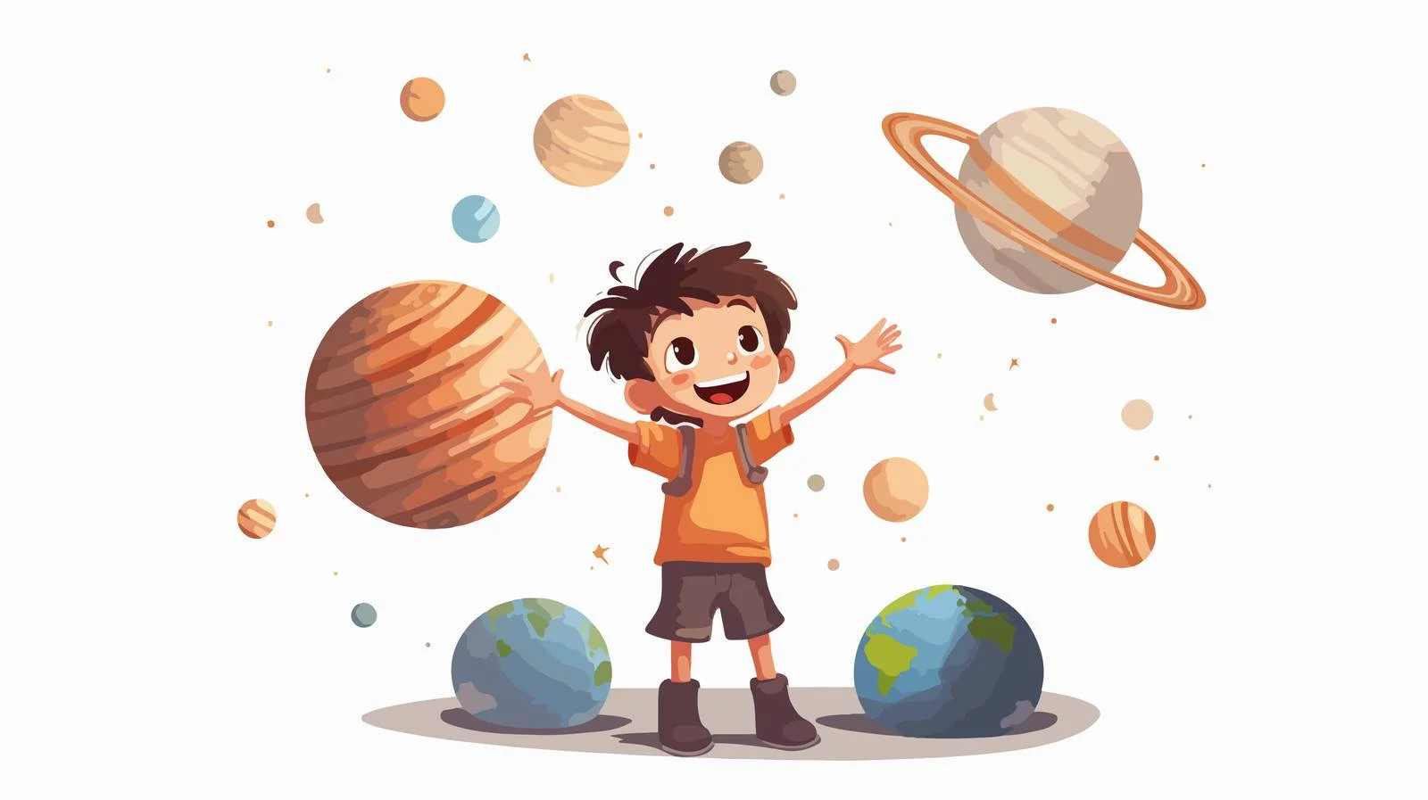 Curious Kid Exploring Astronomy — free download from Dotvec