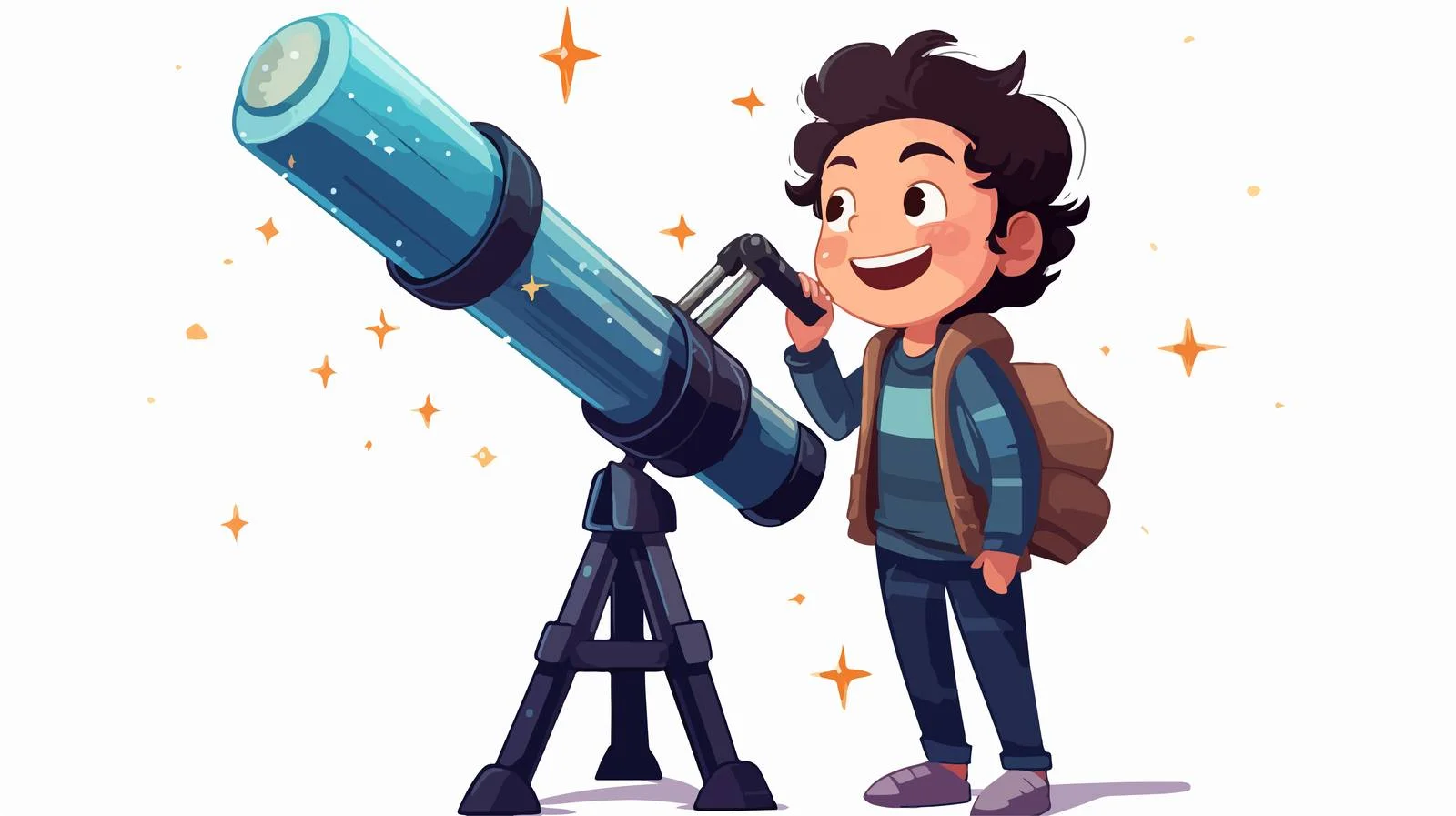 Young Astronomer with Telescope Cartoon — free download from Dotvec