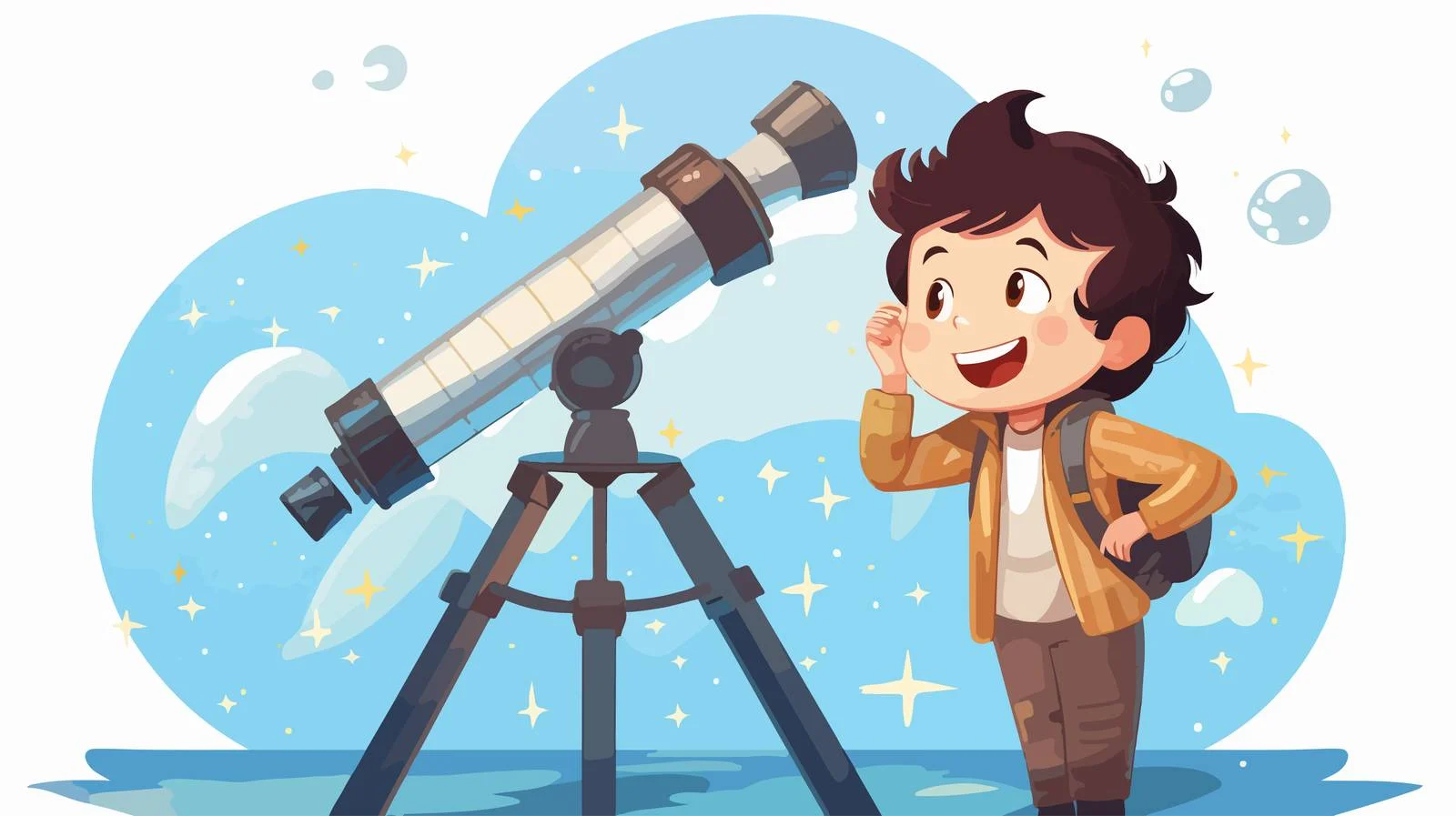 Young Astronomer with Telescope — free download from Dotvec