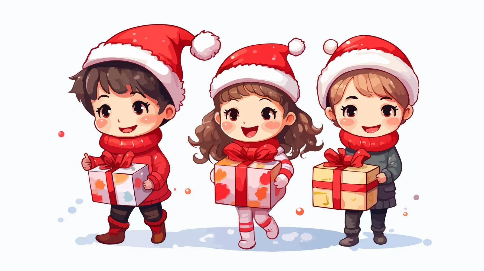 Cheerful Children Christmas Gift Vector Illustration — free download from Dotvec