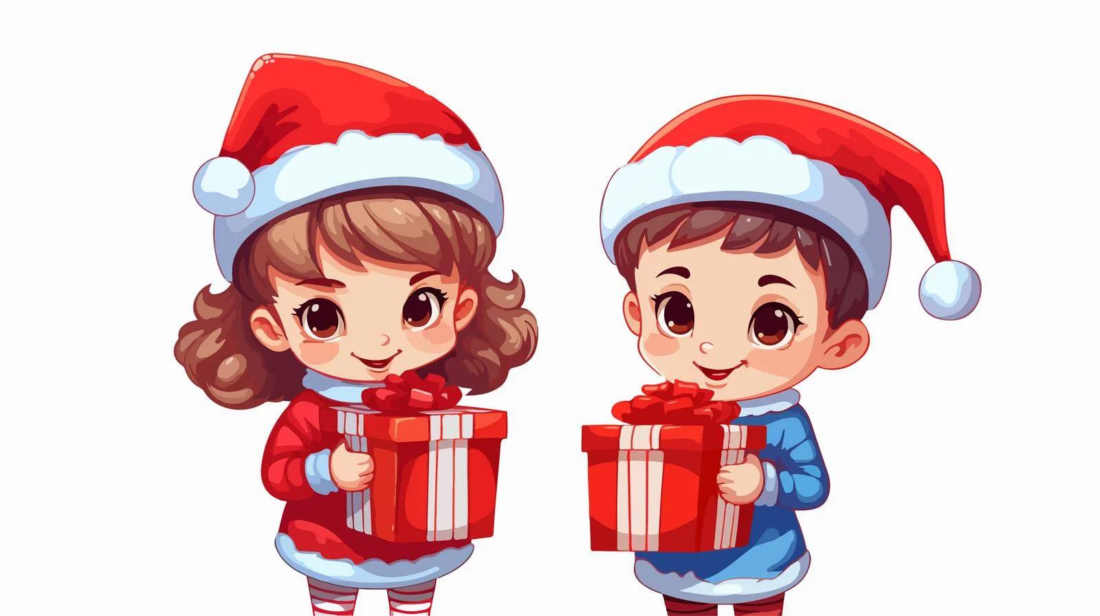 Joyful Children Christmas Cartoon Illustration — free download from Dotvec