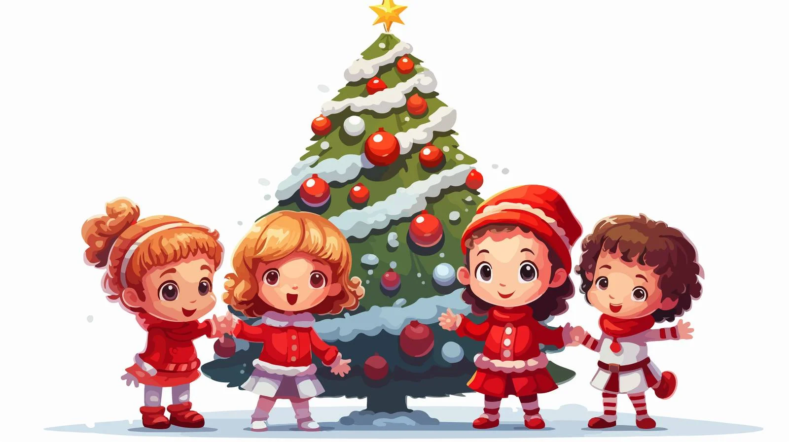 Festive Kids Cartoon Snow Vector Illustration — free download from Dotvec