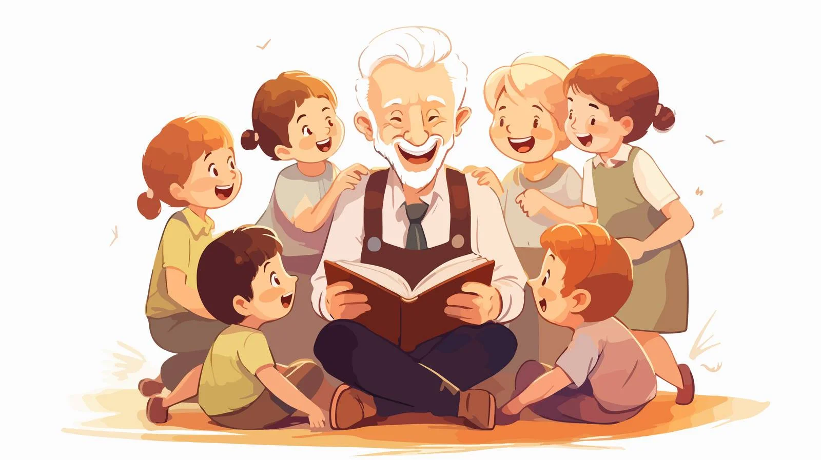 Joyful Kids Listening Grandfather's Tale — free download from Dotvec