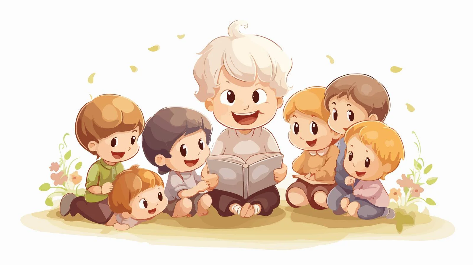 Grandmother Reads Story to Happy Kids — free download from Dotvec