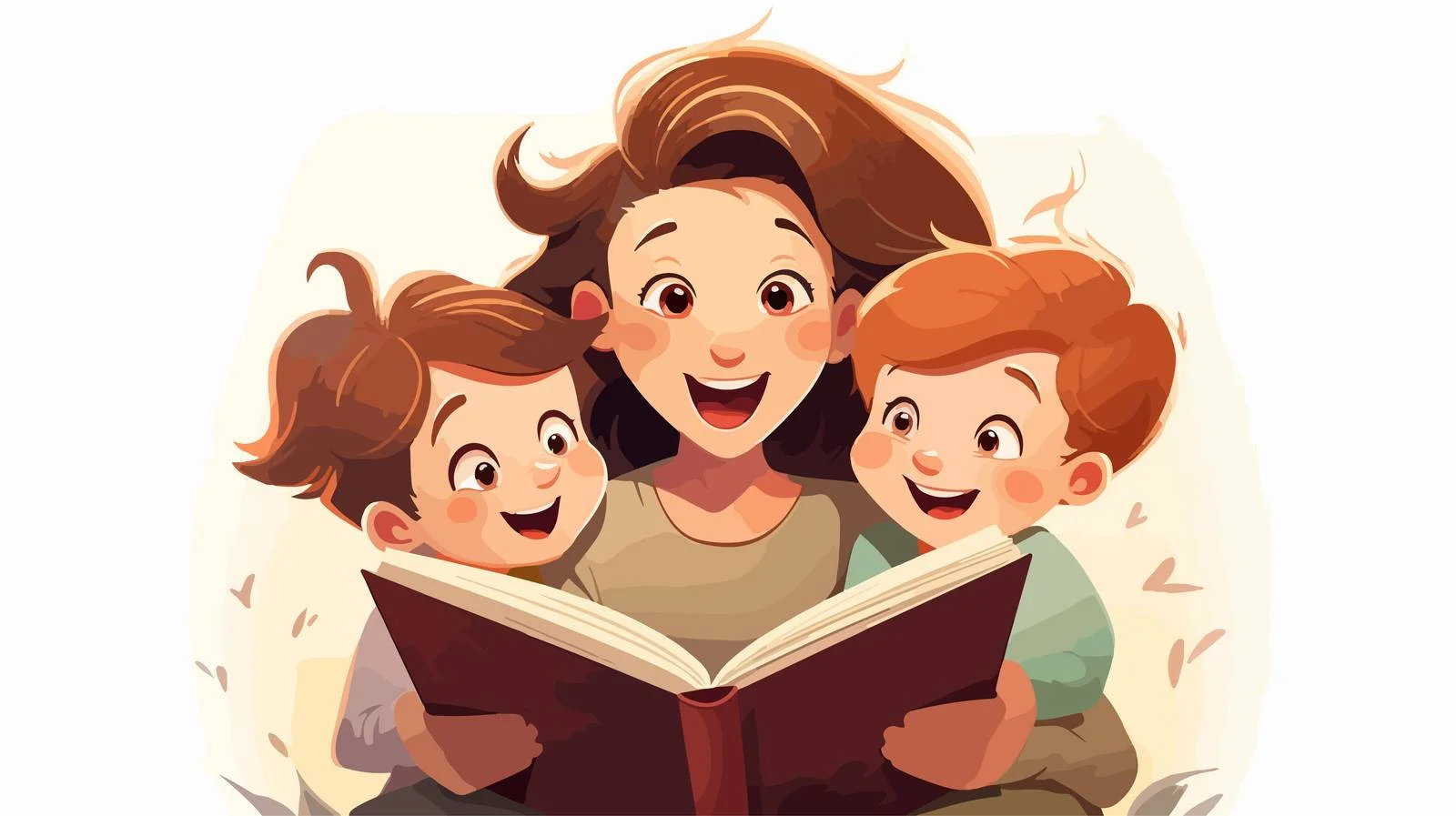 Children Storytime with Mother Cartoon Illustration — free download from Dotvec