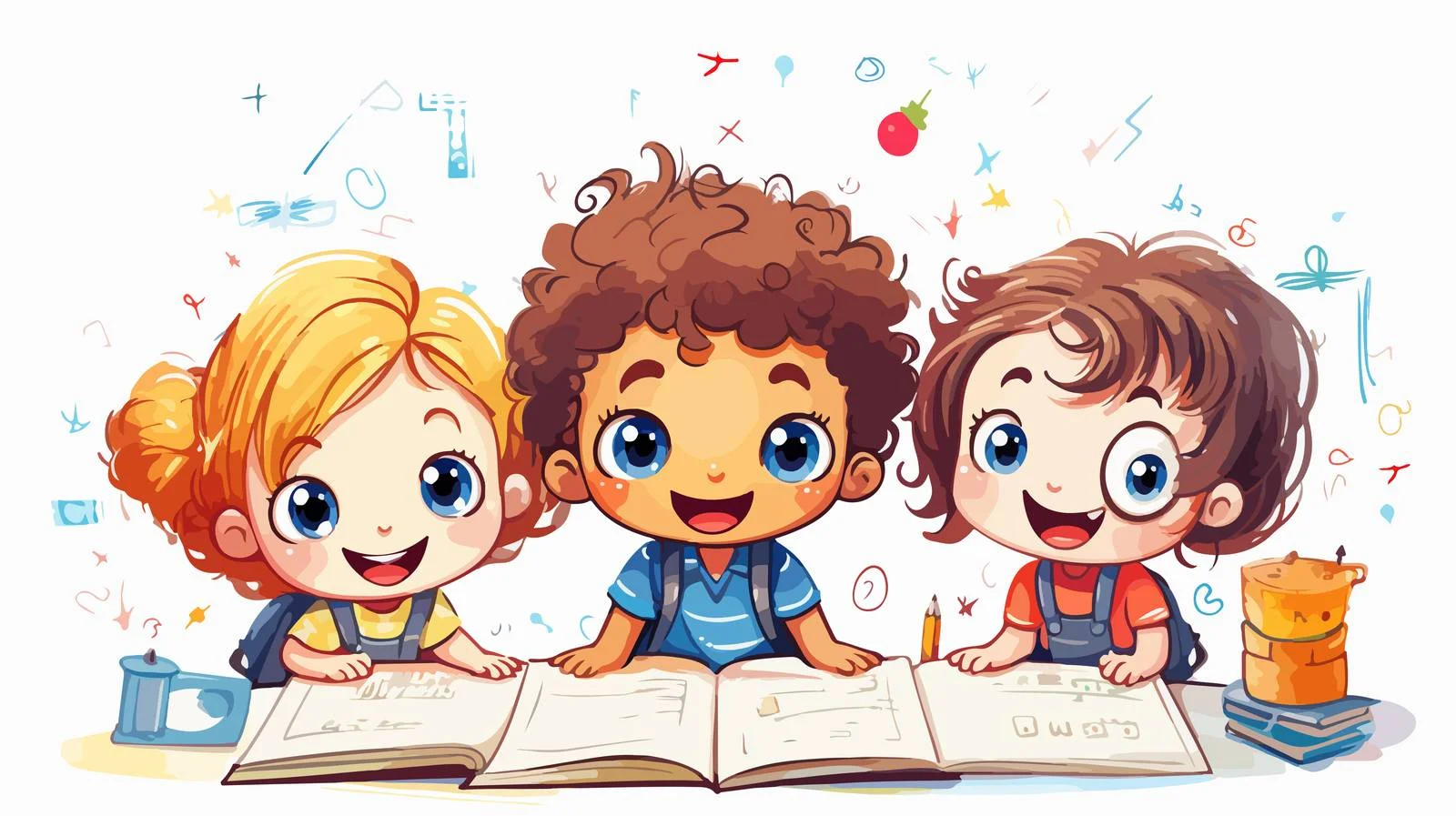 Joyful Kids Math Cartoon Vector Illustration — free download from Dotvec