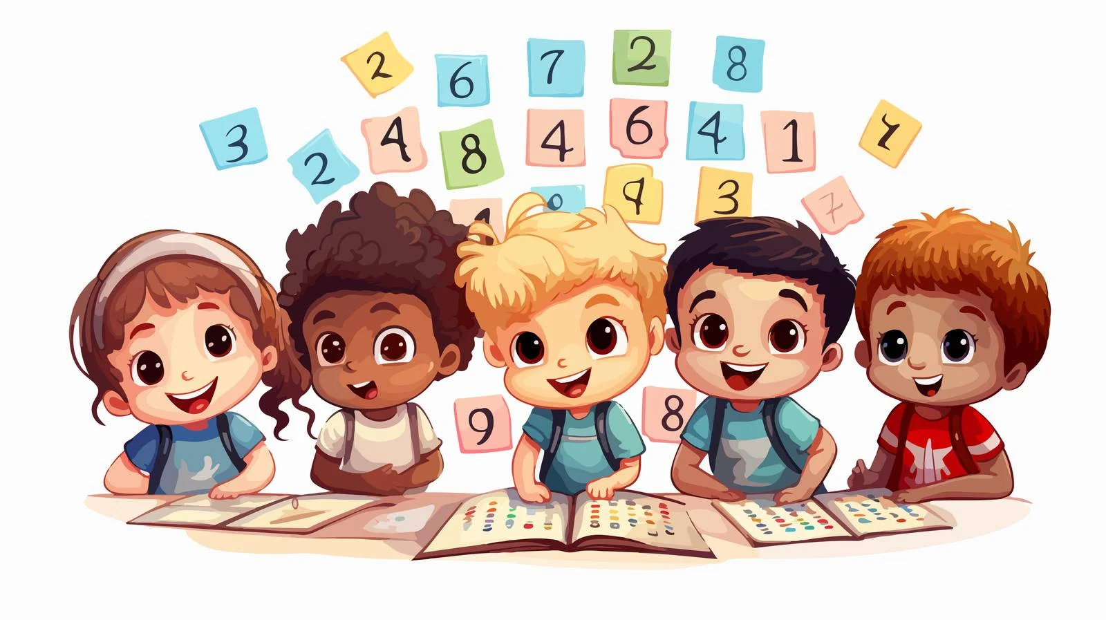 Math Fun Cartoon Kids Illustration — free download from Dotvec