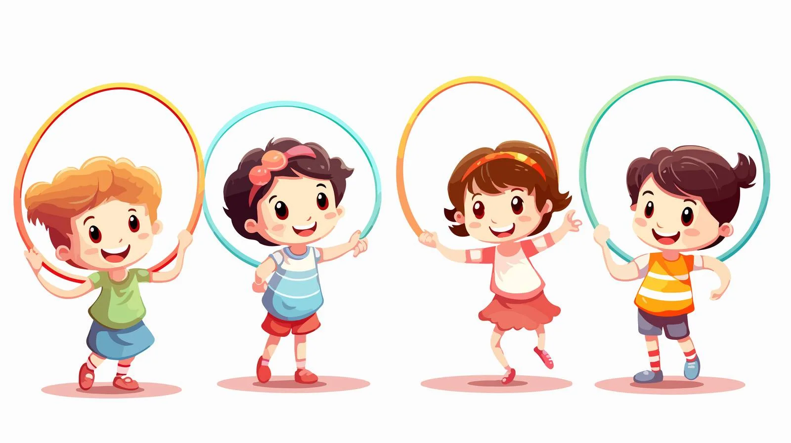 Cheerful Kids Hooping Vector Artwork — free download from Dotvec