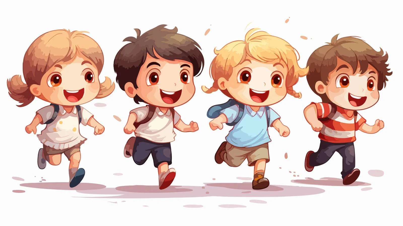 Joyful Kids Playing Cartoon Illustration — free download from Dotvec