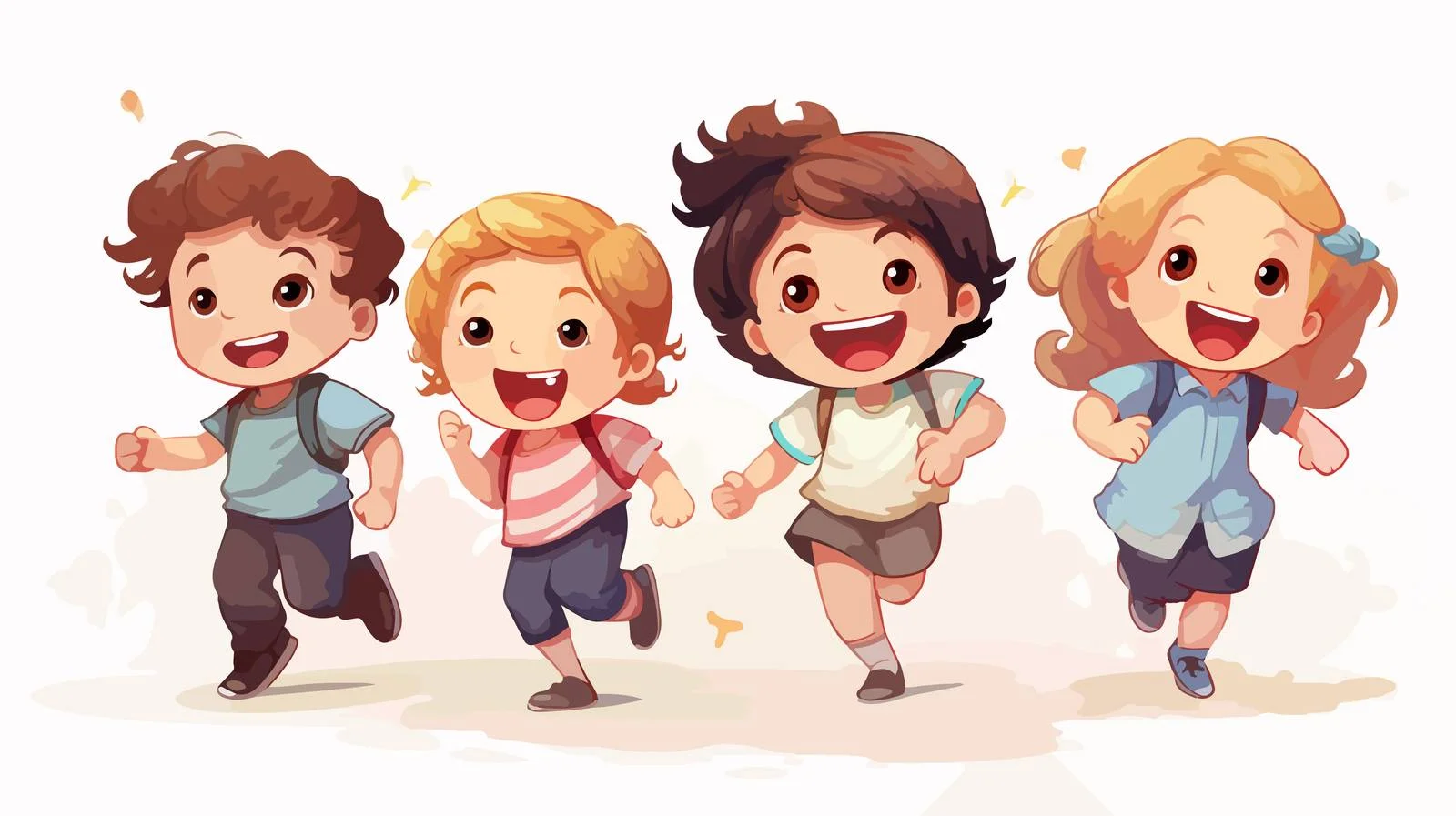 Joyful Kids Cartoons: Playful Scene Illustration — free download from Dotvec