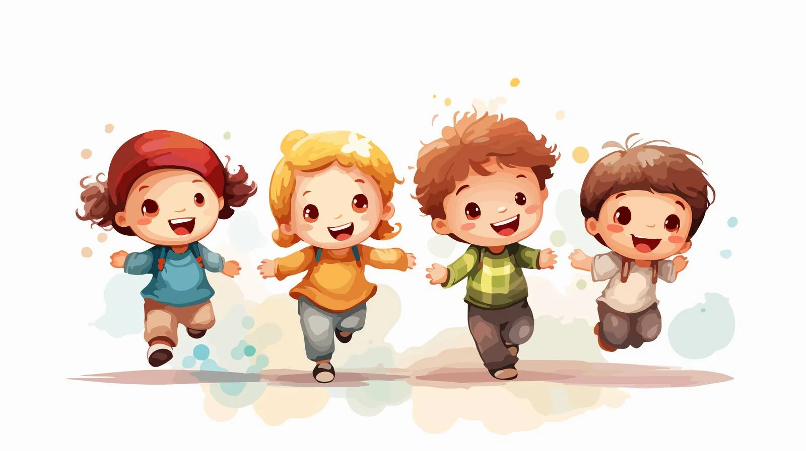 Joyful Kids Cartoons Playing Together — free download from Dotvec