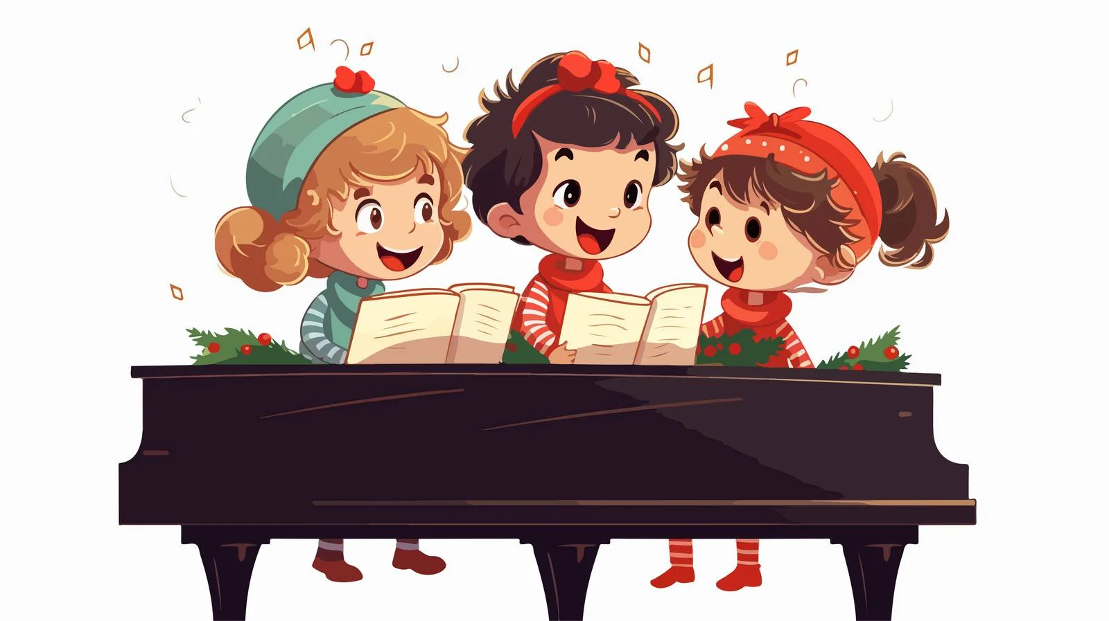 Cheerful Kids Christmas Musical Cartoon Vector — free download from Dotvec