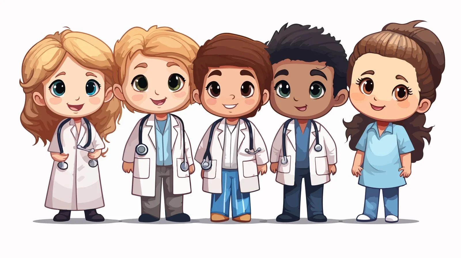 Joyful Kids and Doctor Cartoon Illustration — free download from Dotvec
