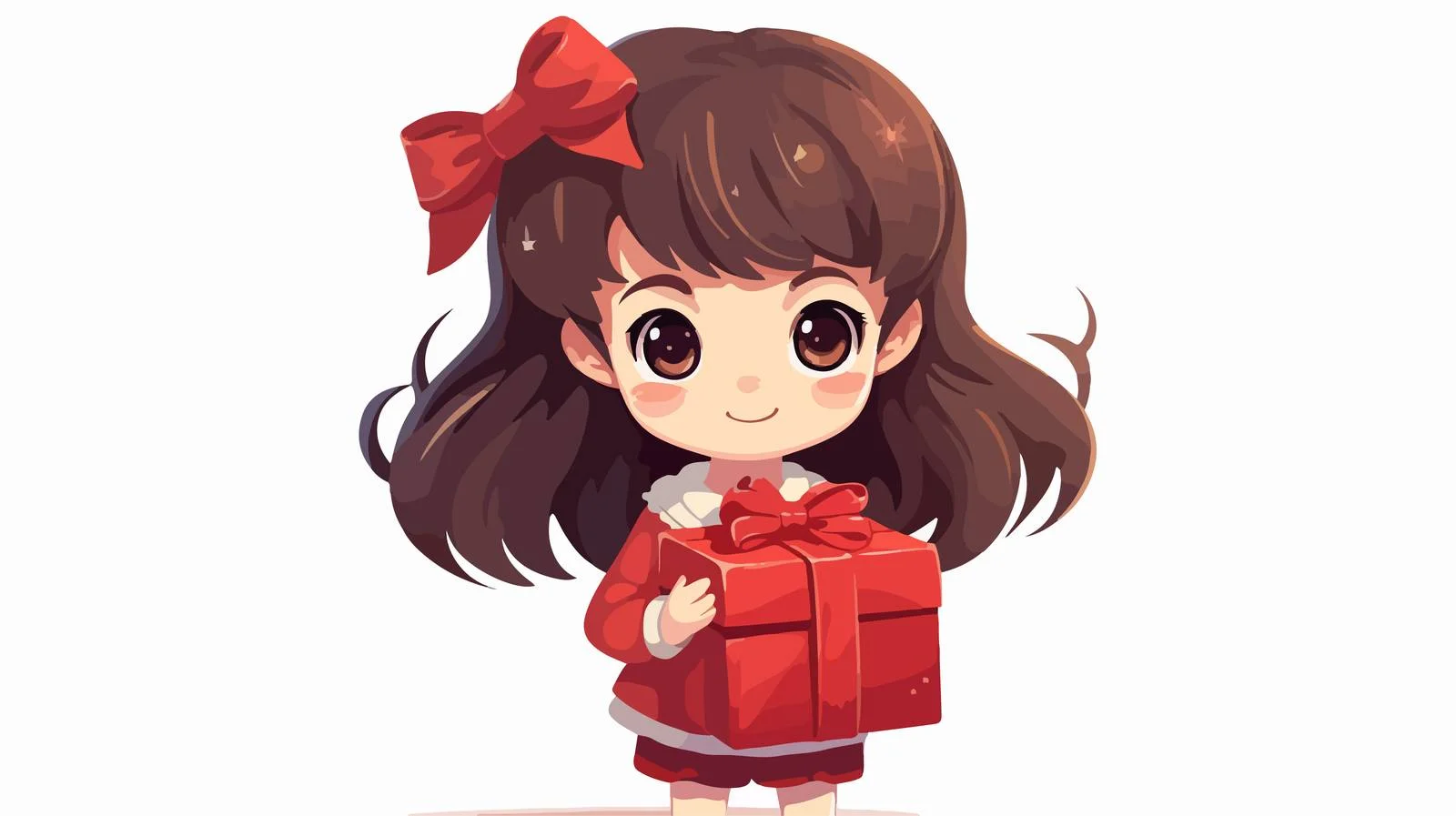 Joyful Girl with Christmas Present — free download from Dotvec