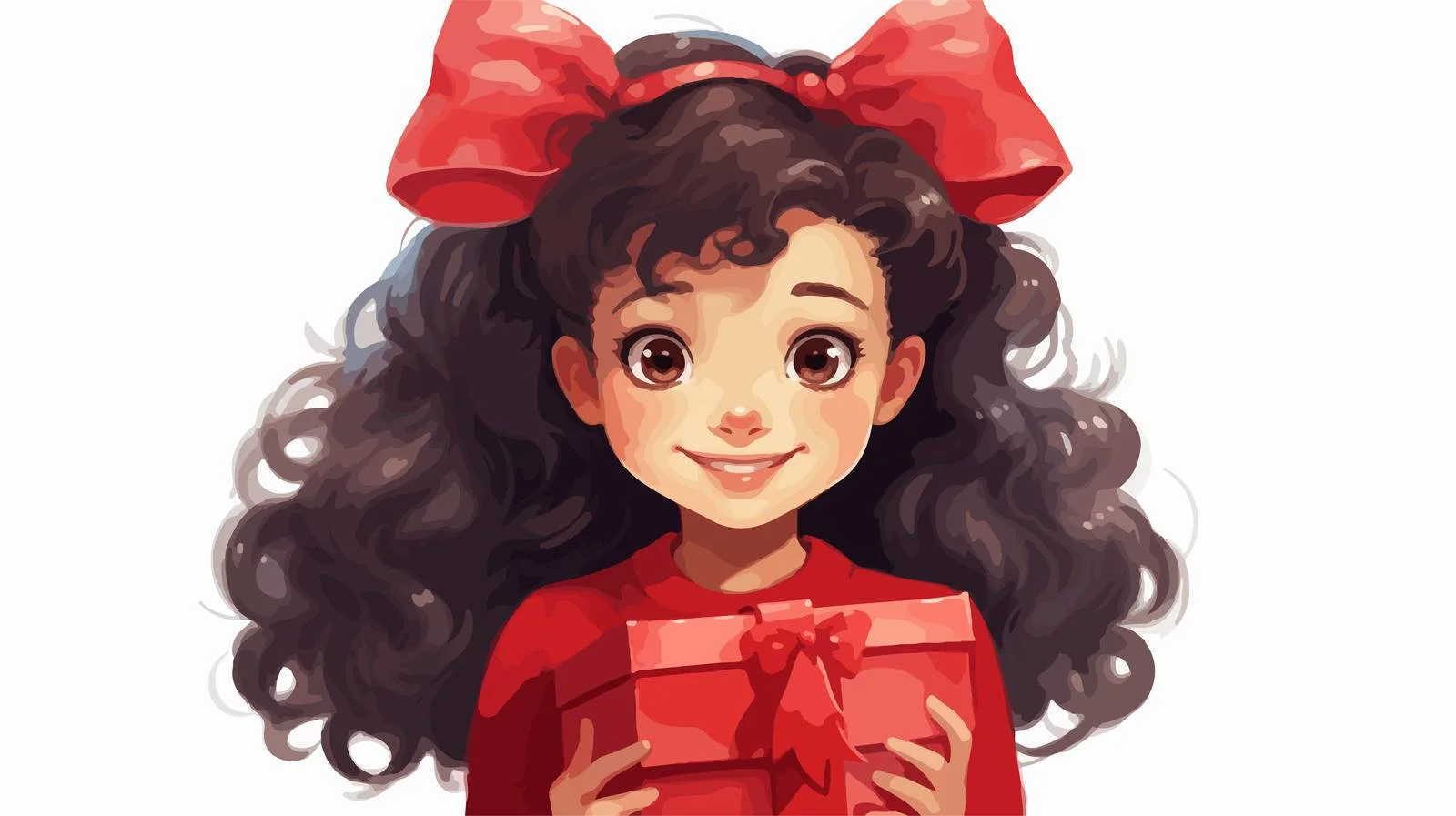 Joyful Girl with Christmas Gift Cart — free download from Dotvec