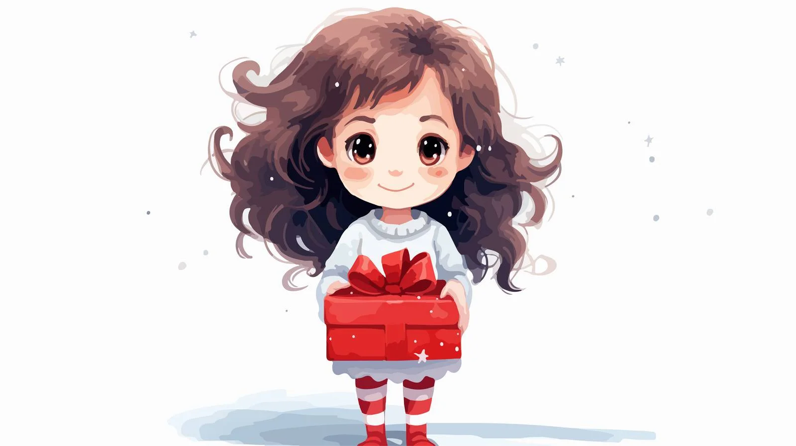 Joyful Girl with Christmas Gift — free download from Dotvec