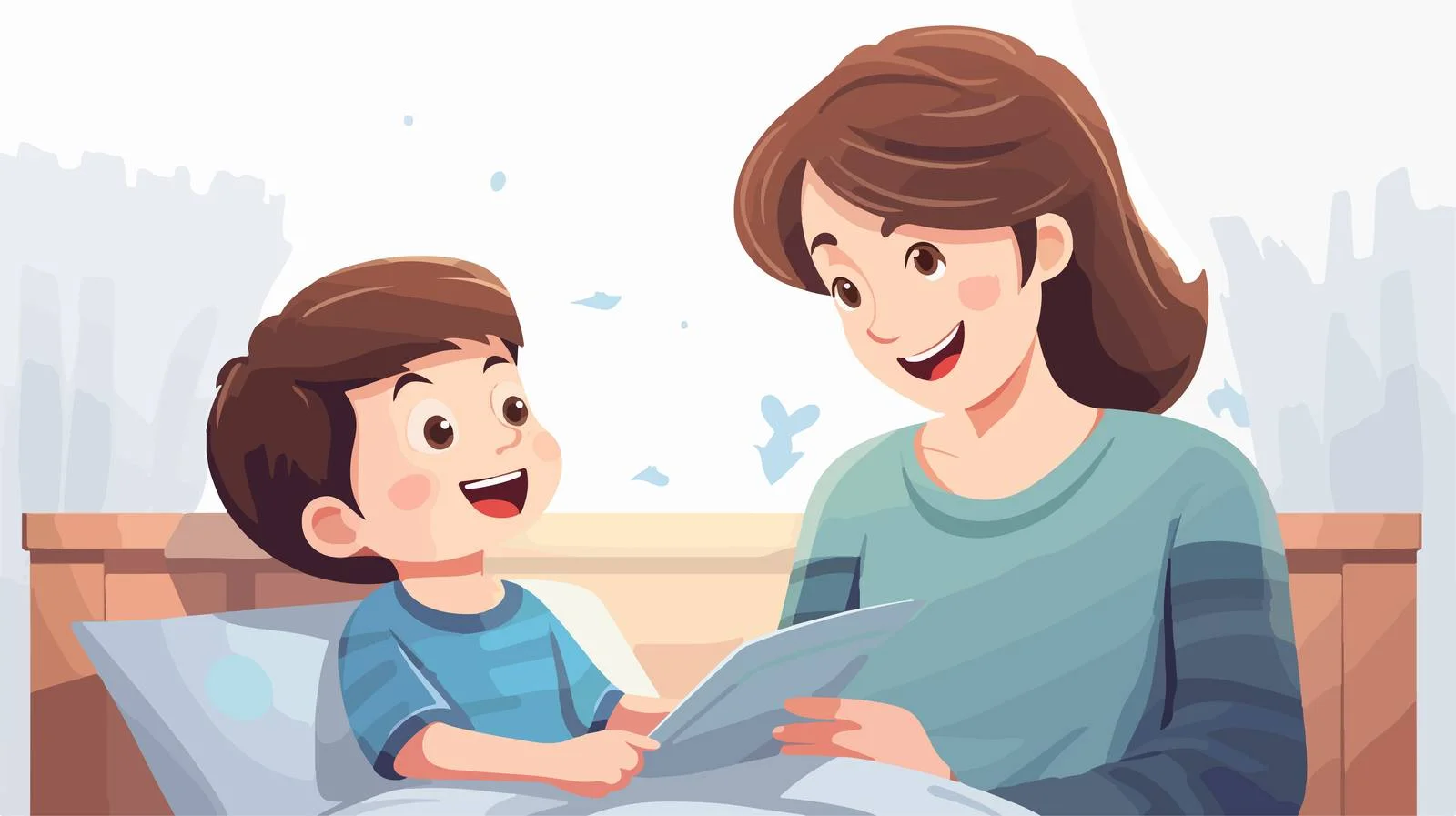 Mother Reading Bedtime Story to Son — free download from Dotvec