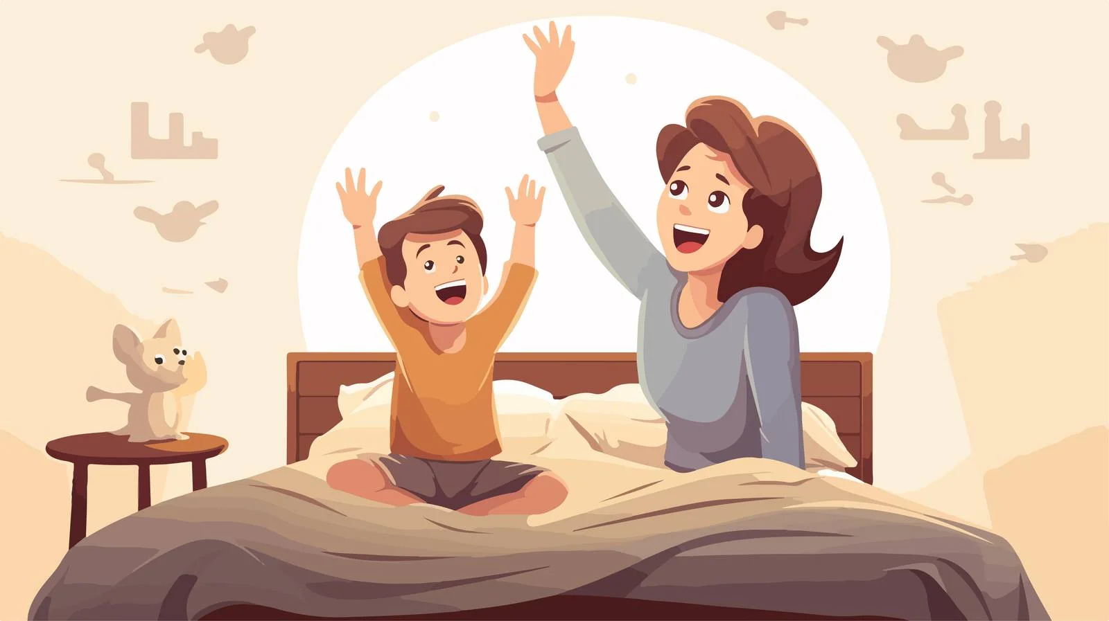 Heartwarming In-Bedtime Cartoon Storytelling Scene — free download from Dotvec