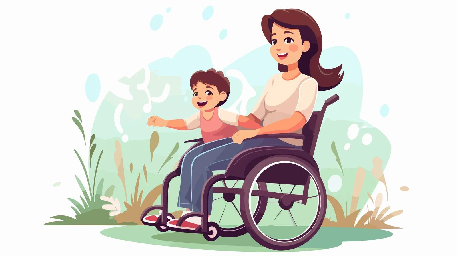 Mother and Disabled Child Cartoon Illustration — free download from Dotvec