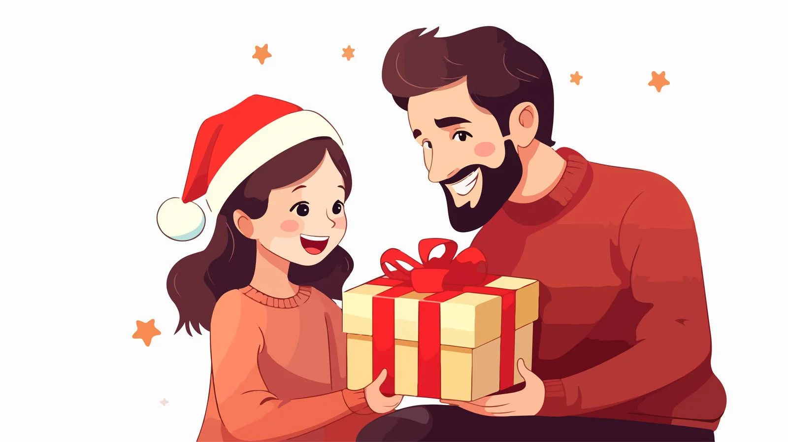 Joyful Parent Giving Christmas Gift Cartoon — free download from Dotvec