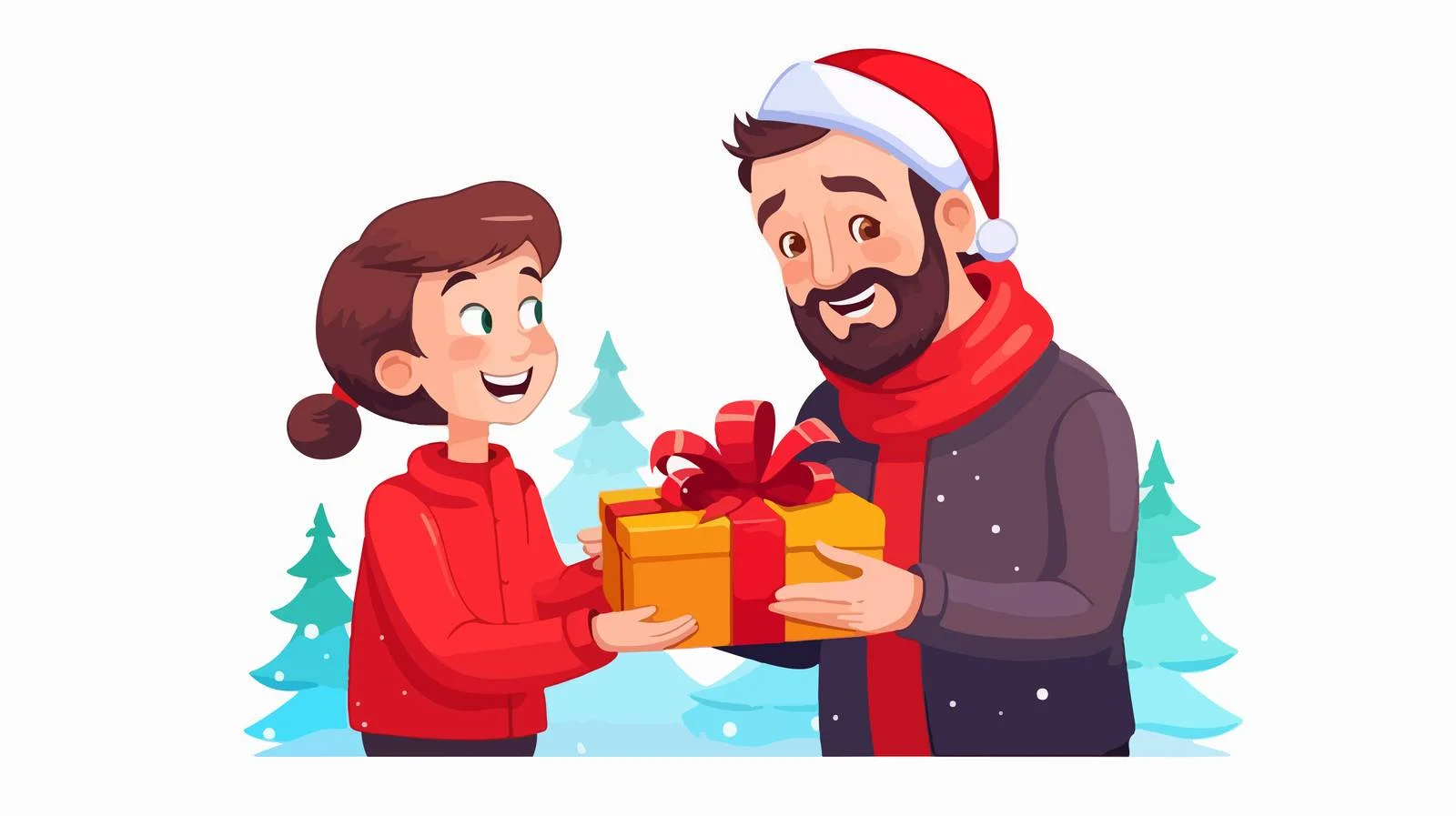 Holiday Gift Giving Cartoon Scene — free download from Dotvec