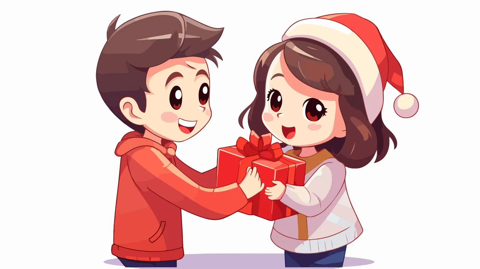 Parent Giving Christmas Cartoon Present to Child — free download from Dotvec