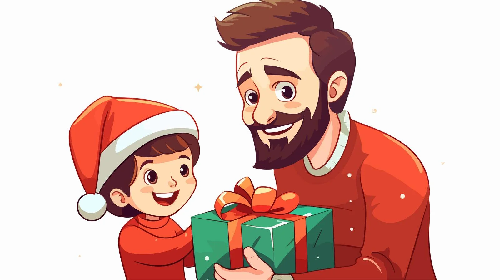 Joyful Parent Giving Christmas Gift Cartoon — free download from Dotvec