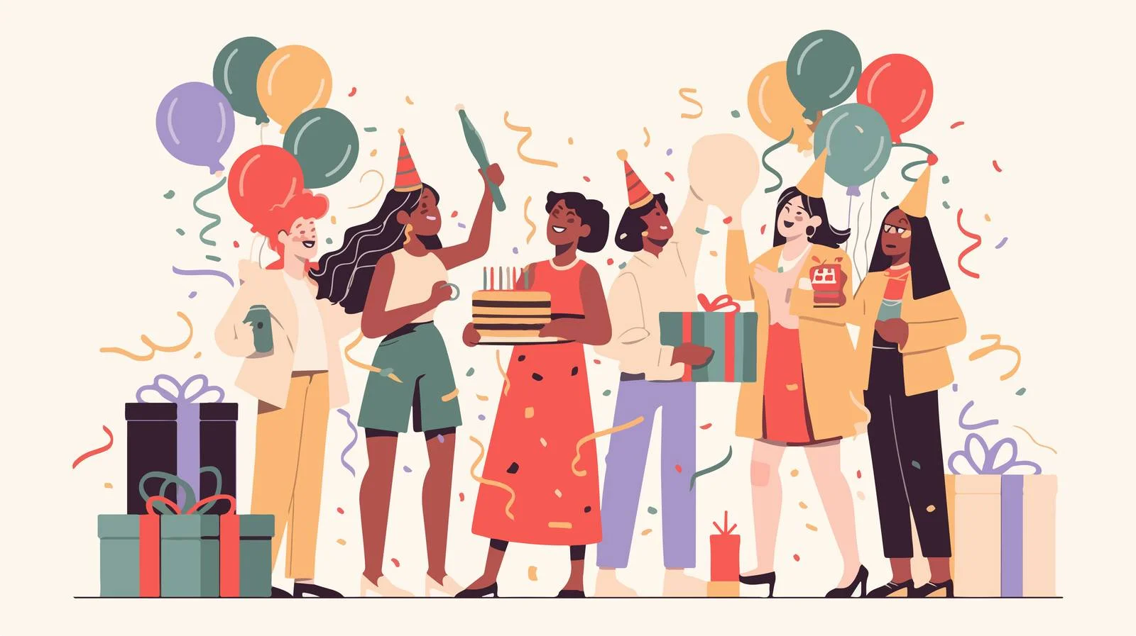 Joyful party preparations and birthday celebration — free download from Dotvec